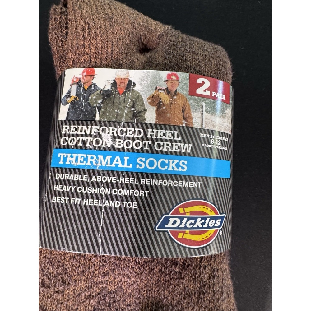 Dickies Arctic Thermal Socks Men's 6-12 Brown Duck Cotton Boot Crew 2 Pair NWT